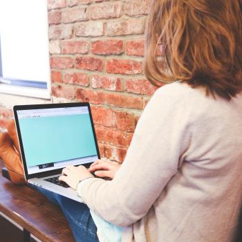 Woman working on her laptop